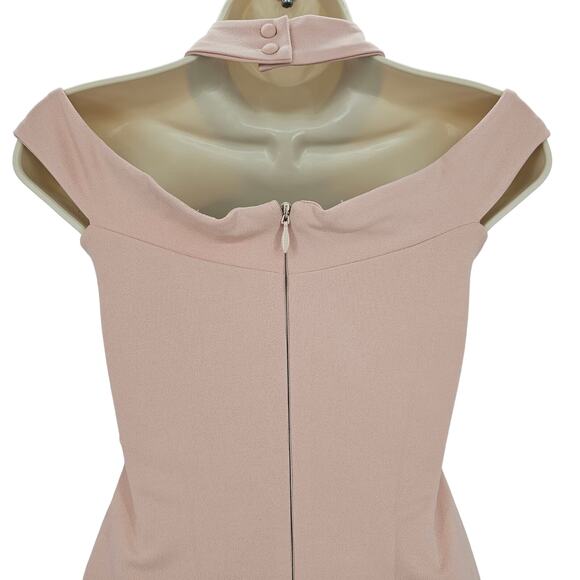 Nookie Womans size S Hollywood Midi Dress in Blush Pink Sheath Halter Lined NEW - Picture 4 of 7